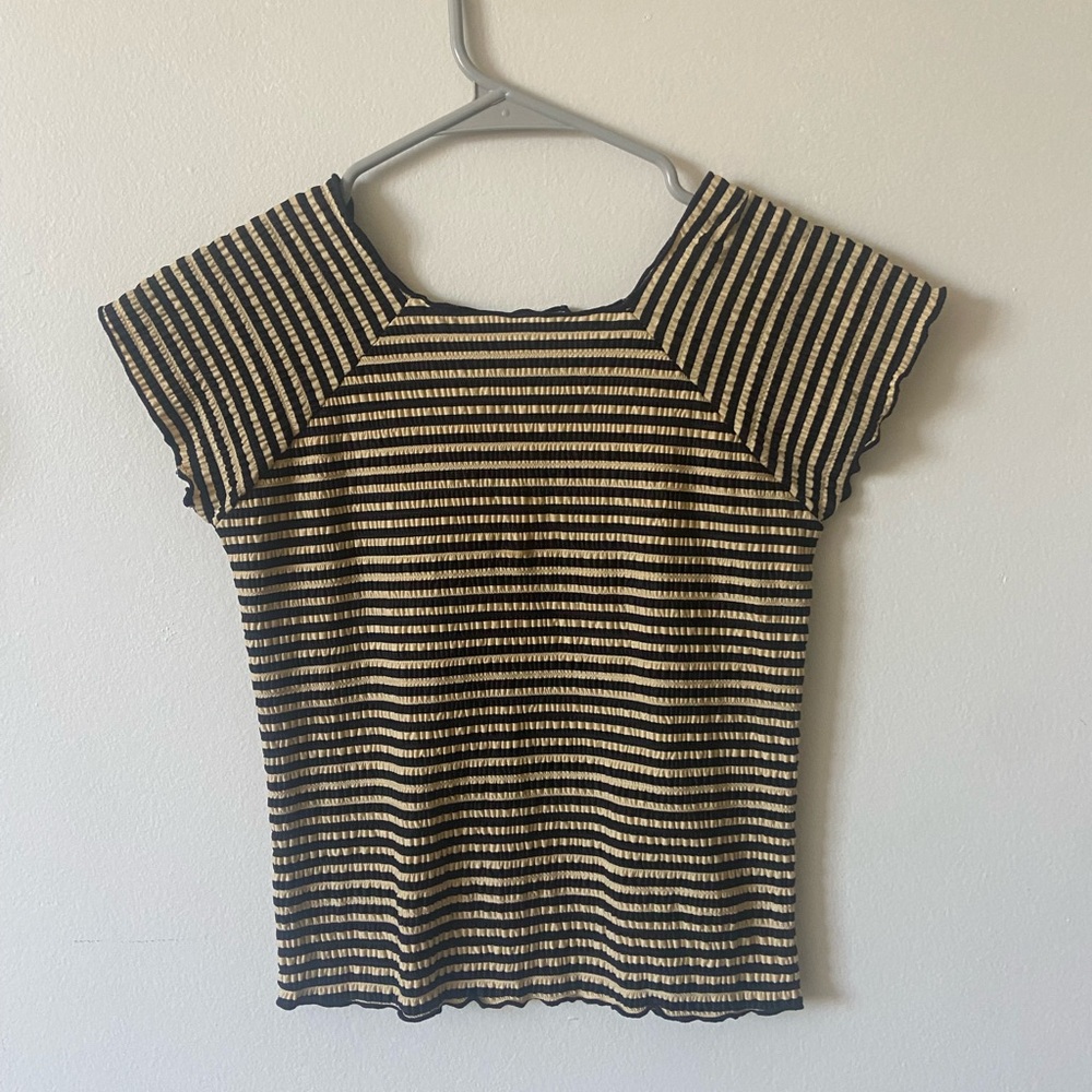 Striped Black and Cream Women's Top